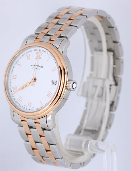 Mont Blanc Tradition 18k Rose Gold Stainless Two Tone 37mm White 11436