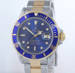 Rolex Submariner 16803 Blue Dial 18k Yellow Gold Two-Tone 16613 40mm Watch 16613