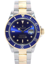 Rolex Submariner 16613 Two Tone Steel 18k Yellow Gold Blue Dial 40mm Dive Watch