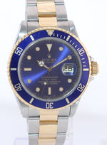 Rolex Submariner 16613 Two Tone Steel 18k Yellow Gold Blue Dial 40mm Dive Watch