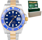 MINT 2016 Rolex Submariner Date Ceramic Two-Tone Gold Blue Watch 116613 LB B+P