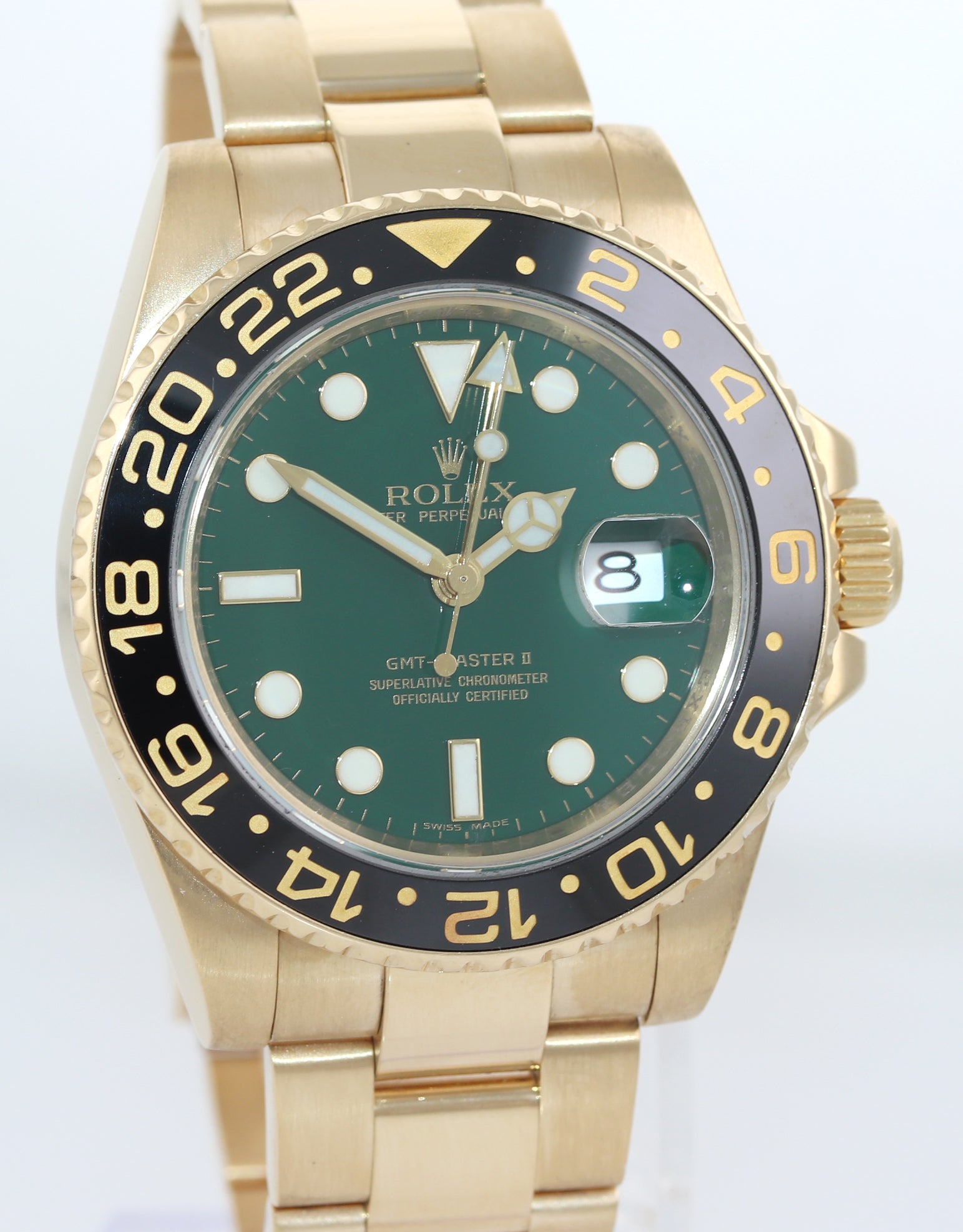 Gmt full 2025 gold green dial