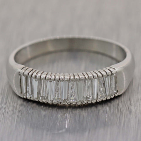 1930's Antique Art Deco Platinum Tapered Baguette 1ctw Diamond Wedding Band Ring