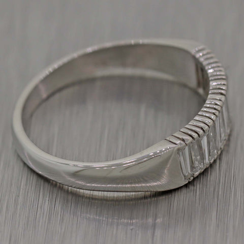 1930's Antique Art Deco Platinum Tapered Baguette 1ctw Diamond Wedding Band Ring