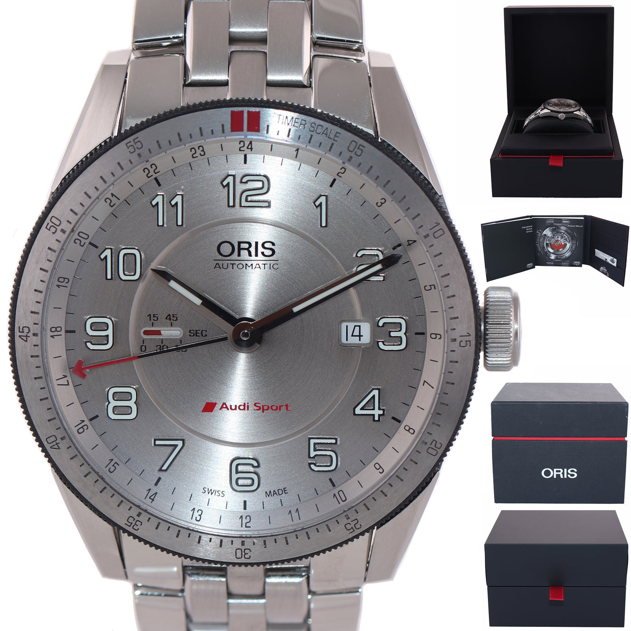 MINT Oris Audi Sport 7701 GMT Date 44mm Stainless Steel Automatic Watc