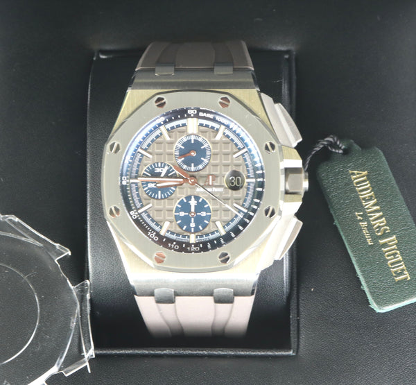 NEW Audemars Piguet AP Royal Oak Offshore Blue 44mm Titanium Grey Watc