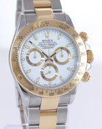 2004 Rolex Daytona 116523 White Chrono Steel 18k Gold Two Tone Watch Box