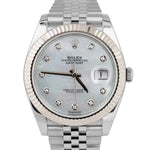 MINT Rolex DateJust 41mm MOP DIAMOND JUBILEE Stainless Gold Watch 126334 B+P