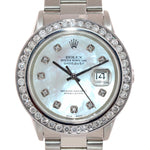 DIAMOND Bezel Rolex DateJust 36mm MOP Dial 16234 Steel White Gold Date Watch