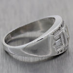 1930's Antique Art Deco Platinum 0.85ctw Baguette & Emerald Cut Diamond Ring