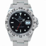 2004 NO HOLES Rolex Explorer II 16570 Stainless Steel Black Date GMT 40mm Watch