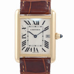 Cartier Louis Tank Solid 18k Yellow Gold Quartz Roman 2441 W1529756 Date Watch