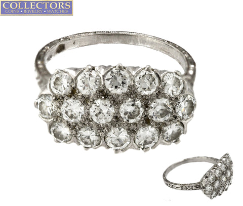 Ladies 1930's Antique Art Deco Platinum 2.08ctw Diamond Cluster Band Ring