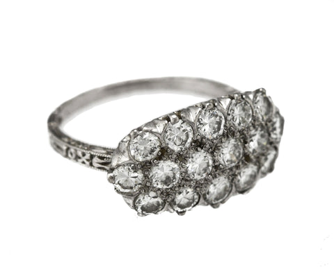 Ladies 1930's Antique Art Deco Platinum 2.08ctw Diamond Cluster Band Ring