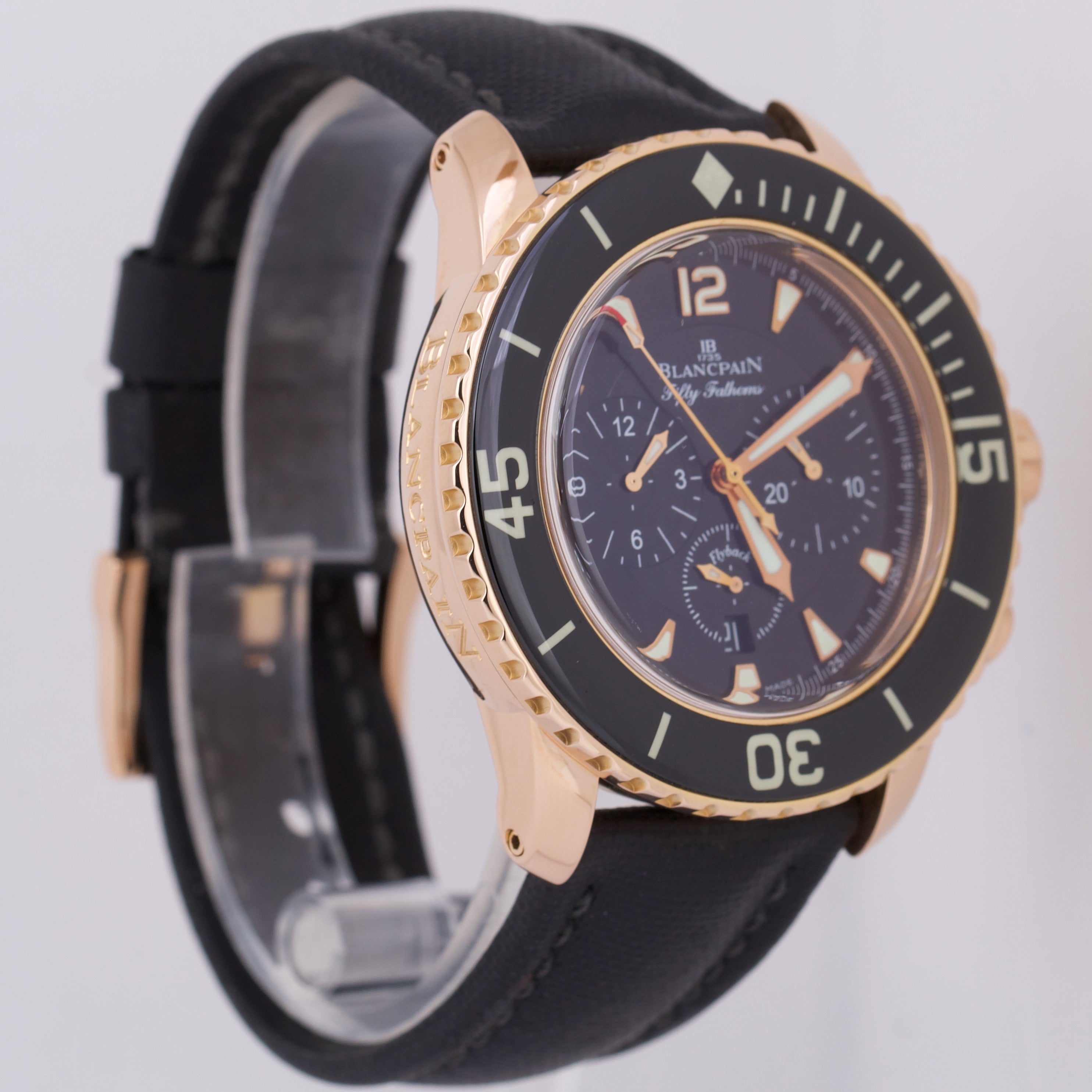 PAPERS Blancpain Fifty Fathoms Flyback 5085F 3630 52 18K Rose Gold Bla