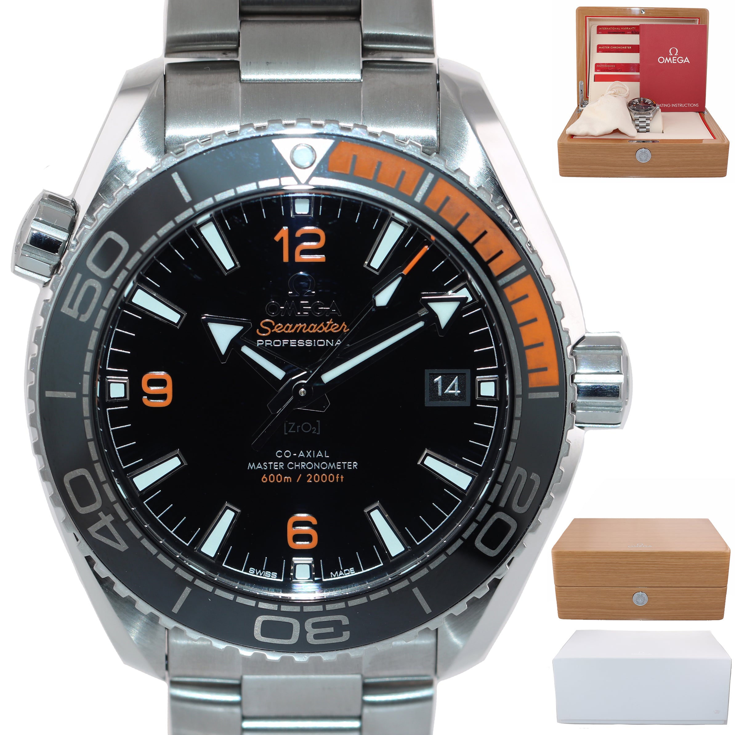 2019 MINT Omega Seamaster Planet Ocean 43.5mm 215.30.44.21.01.002 Ceramic Watch