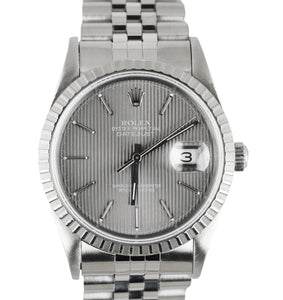 1991 Rolex DateJust 36 16200 Gray Tapestry Stainless Steel Jubilee 36mm 16220