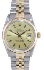 Rolex DateJust 16013 Two-Tone 18k Gold Steel Jubilee Champagne Dial Watch