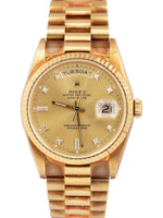 MINT UNPOL. Rolex Day-Date President 36mm DIAMOND Champagne Gold Watch 18238