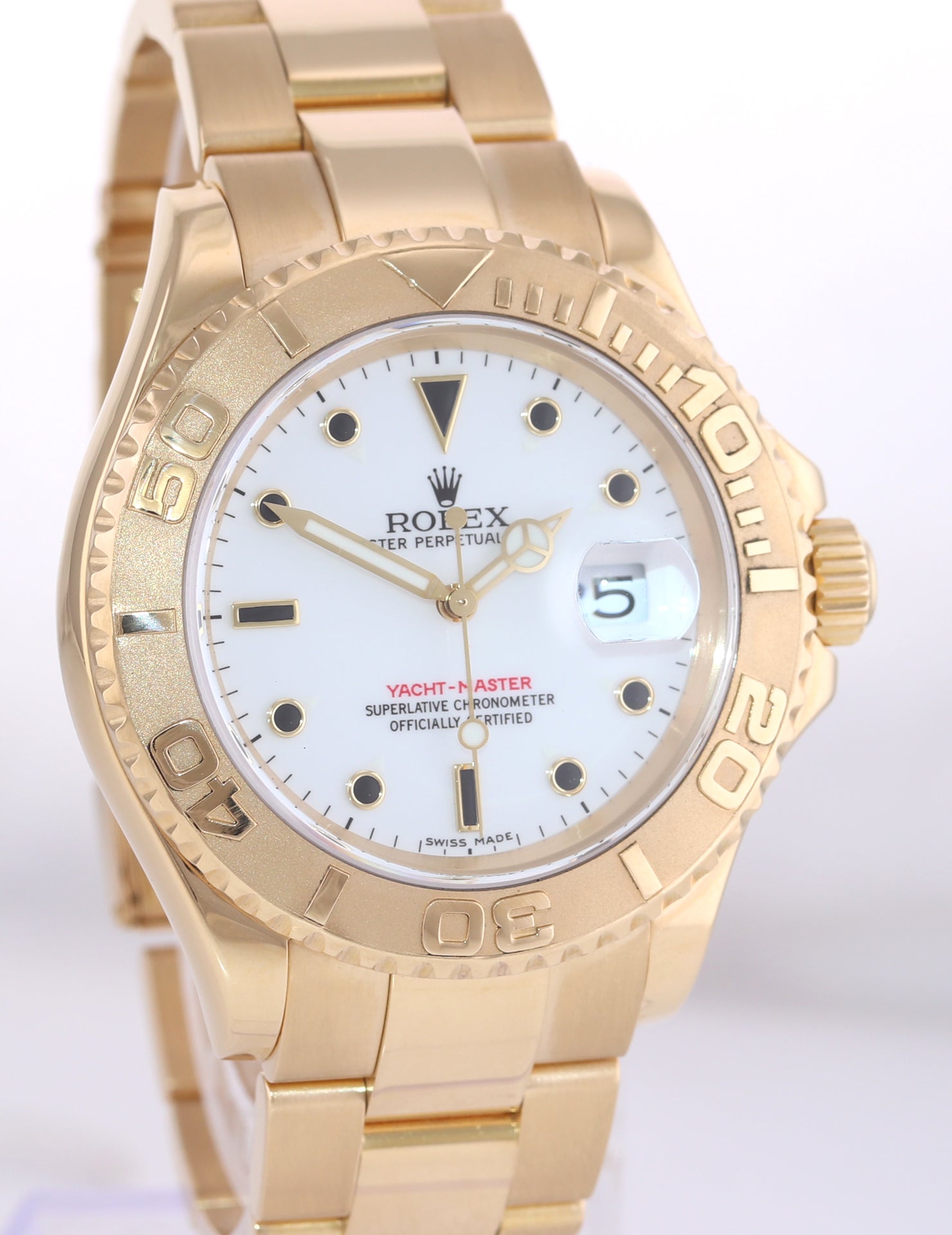 PAPERS Rolex Yacht-Master 18k Yellow Gold White Sapphire 16628 40mm Watch Box