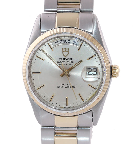 Tudor Prince Day Date Steel 94510 36mm Champagne Stick Silver Automati