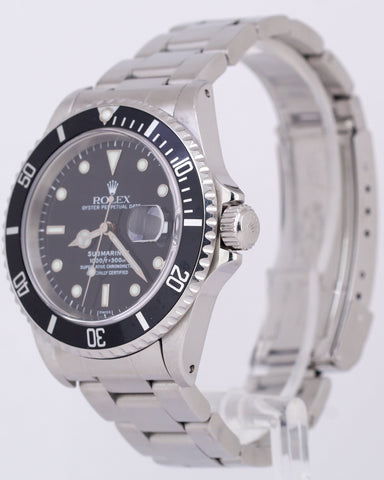 Rolex Submariner Date Black SWISS ONLY Stainless Steel 40mm Oyster 16610 Watch