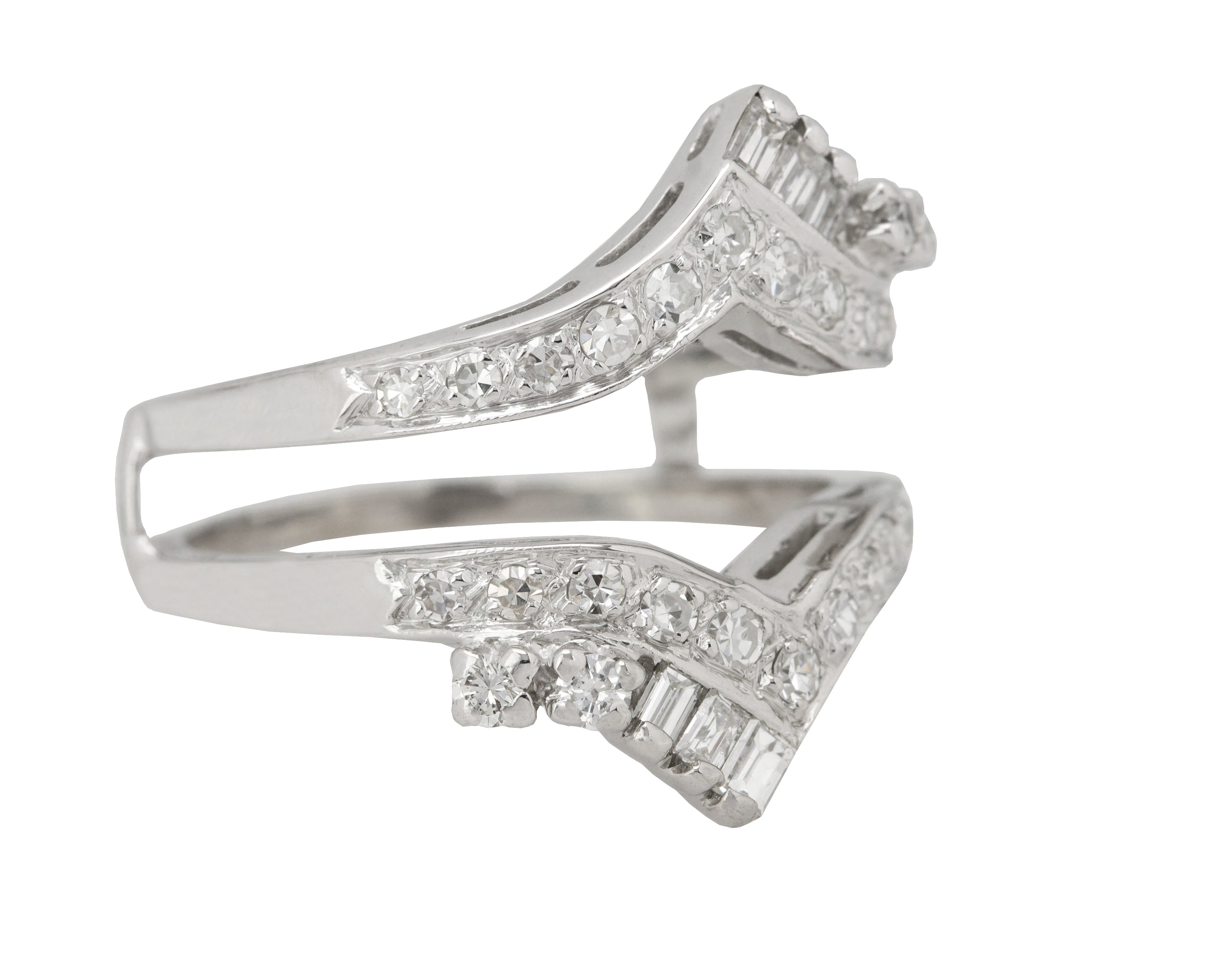 Women's Modern 14K White Gold 0.76ctw Diamond Guard Insert Wrap Enhancer Ring