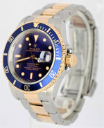 Rolex Submariner Two-Tone 18k Yellow Gold Stainless 40mm Blue Dial 16613 Watch