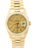 Rolex Day-Date President 36mm DIAMOND Champagne 18K Gold Watch 18238 BOX PAPERS