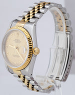 UNPOLISHED Rolex DateJust 36mm 18K Gold Stainless Champagne Arabic Watch 16233