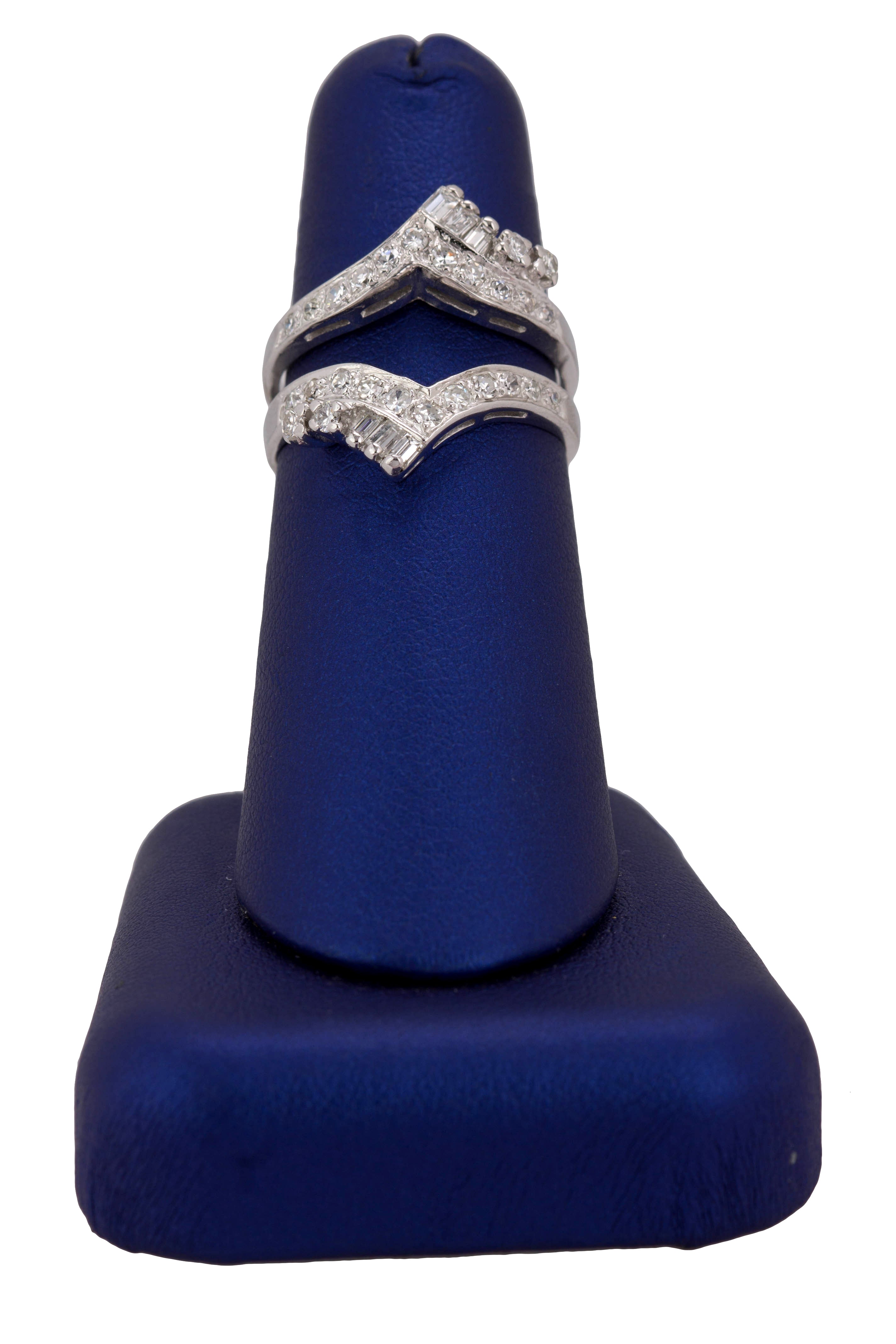 Women's Modern 14K White Gold 0.76ctw Diamond Guard Insert Wrap Enhancer Ring