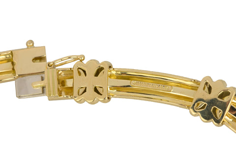 1995 Tiffany & Co ATLAS Motif 18K 750 Yellow Gold Grooved 16.00" Collar Necklace