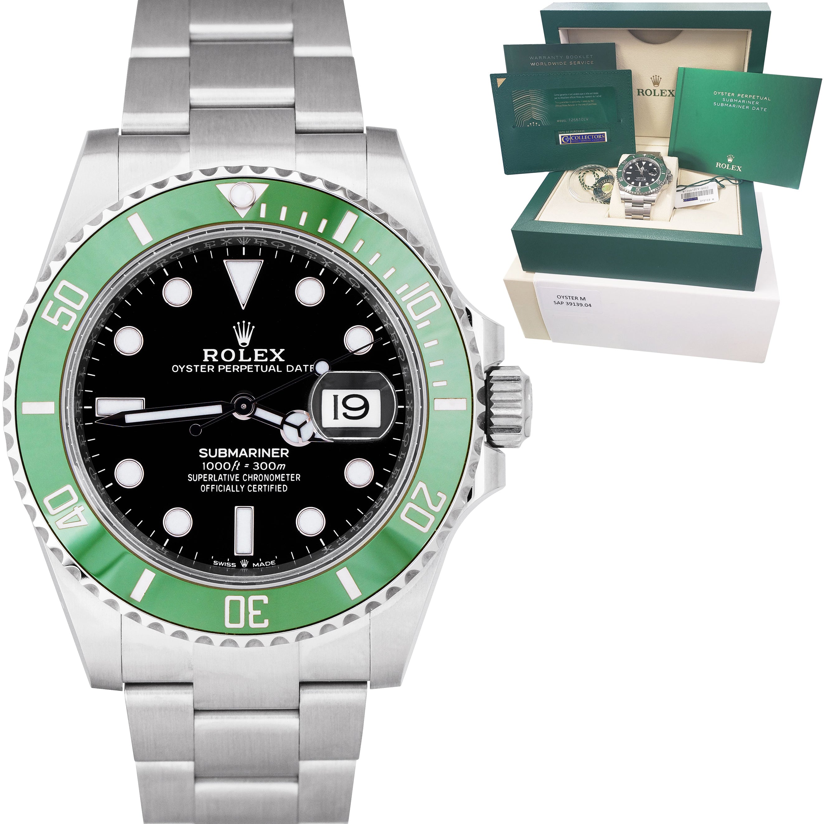 Rolex Submariner Kermit Date Stainless Steel Black 41mm Dial & Green  Ceramic Bezel Oyster Bracelet 126610LV - BRAND NEW