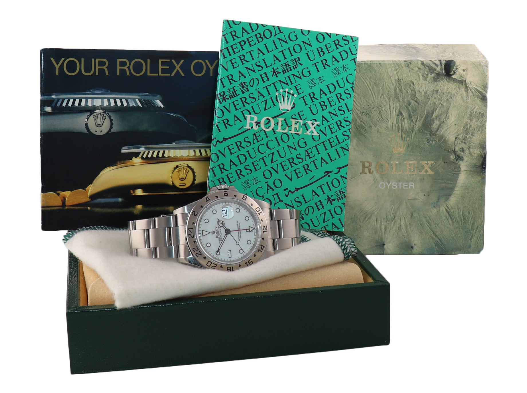 Rolex Explorer 2 16570 Steel White Polar GMT TRITIUM Dial 40mm Watch Box