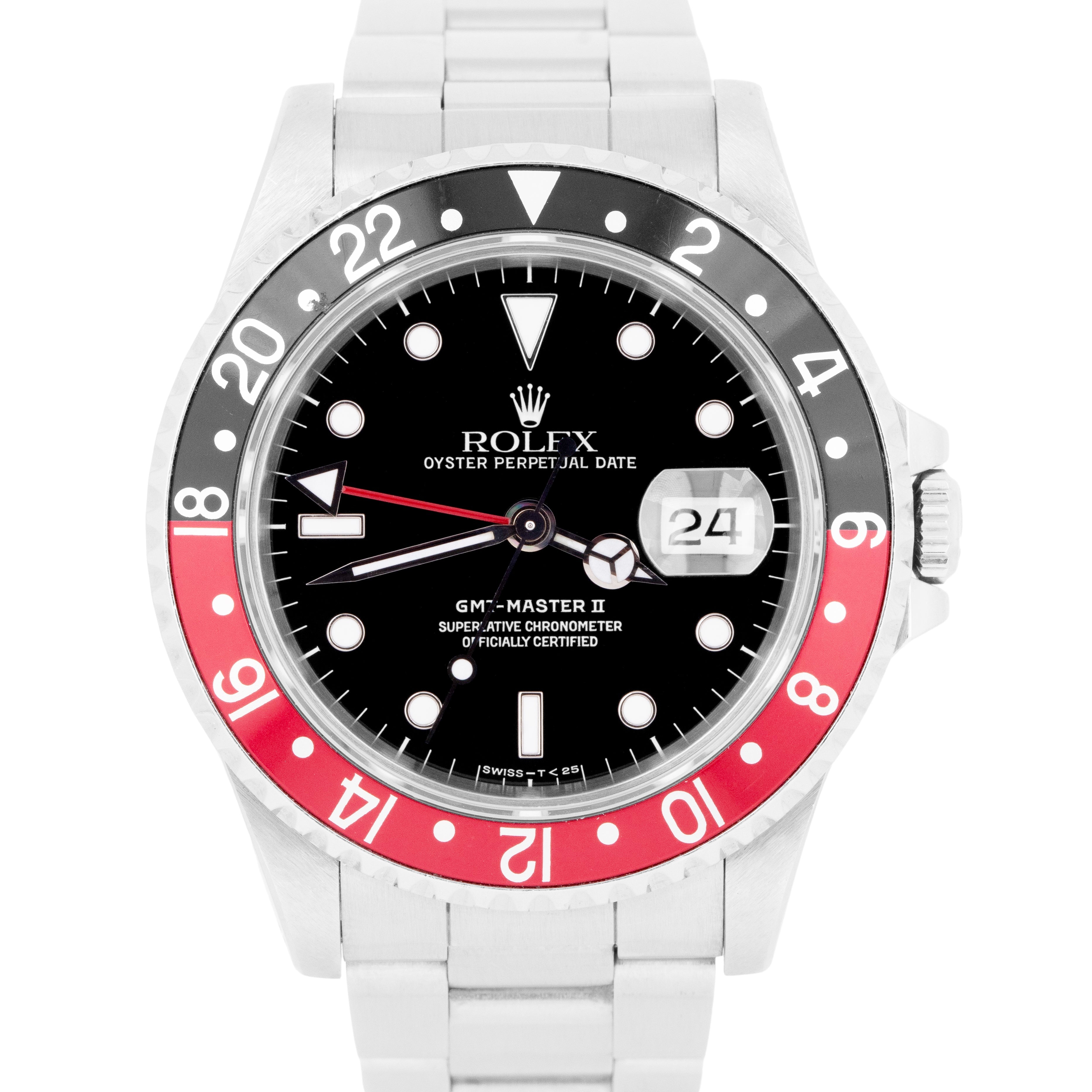 UNPOL. 1991 Rolex GMT-Master II COKE Red Black 40mm Steel Watch Date 16710 B+P