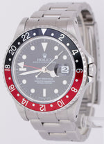 UNPOL. 1991 Rolex GMT-Master II COKE Red Black 40mm Steel Watch Date 16710 B+P