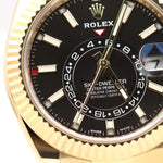 UNPOLISHED Rolex Sky-Dweller 18K Yellow Gold Rubber BLACK DIAL 42mm 326238 Watch