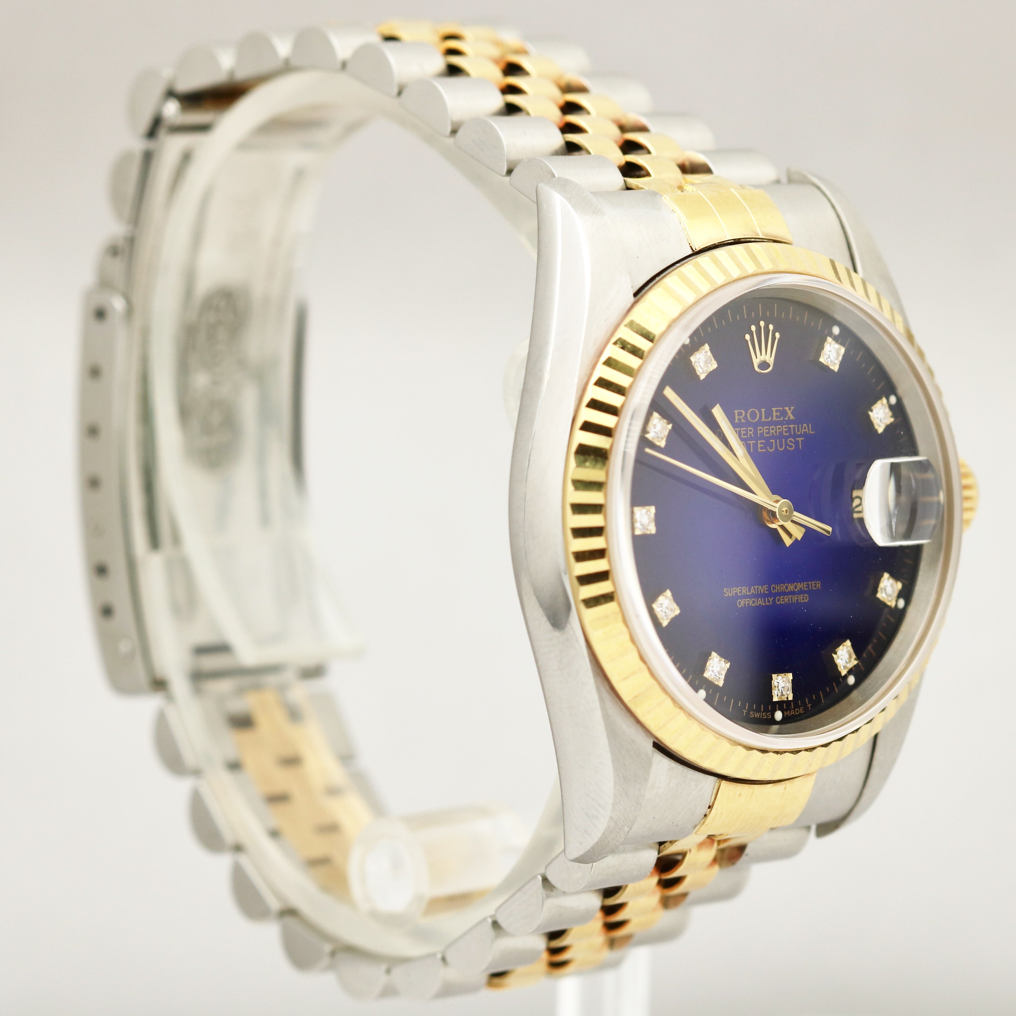Rolex Men's Datejust 36 Blue Vignette Diamond 16233 Wristwatch For