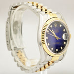TOP CONDITION Rolex DateJust FACTORY Blue Diamond Vignette 36mm NO HOLES 16233