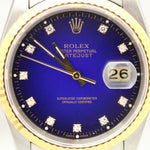 TOP CONDITION Rolex DateJust FACTORY Blue Diamond Vignette 36mm NO HOLES 16233