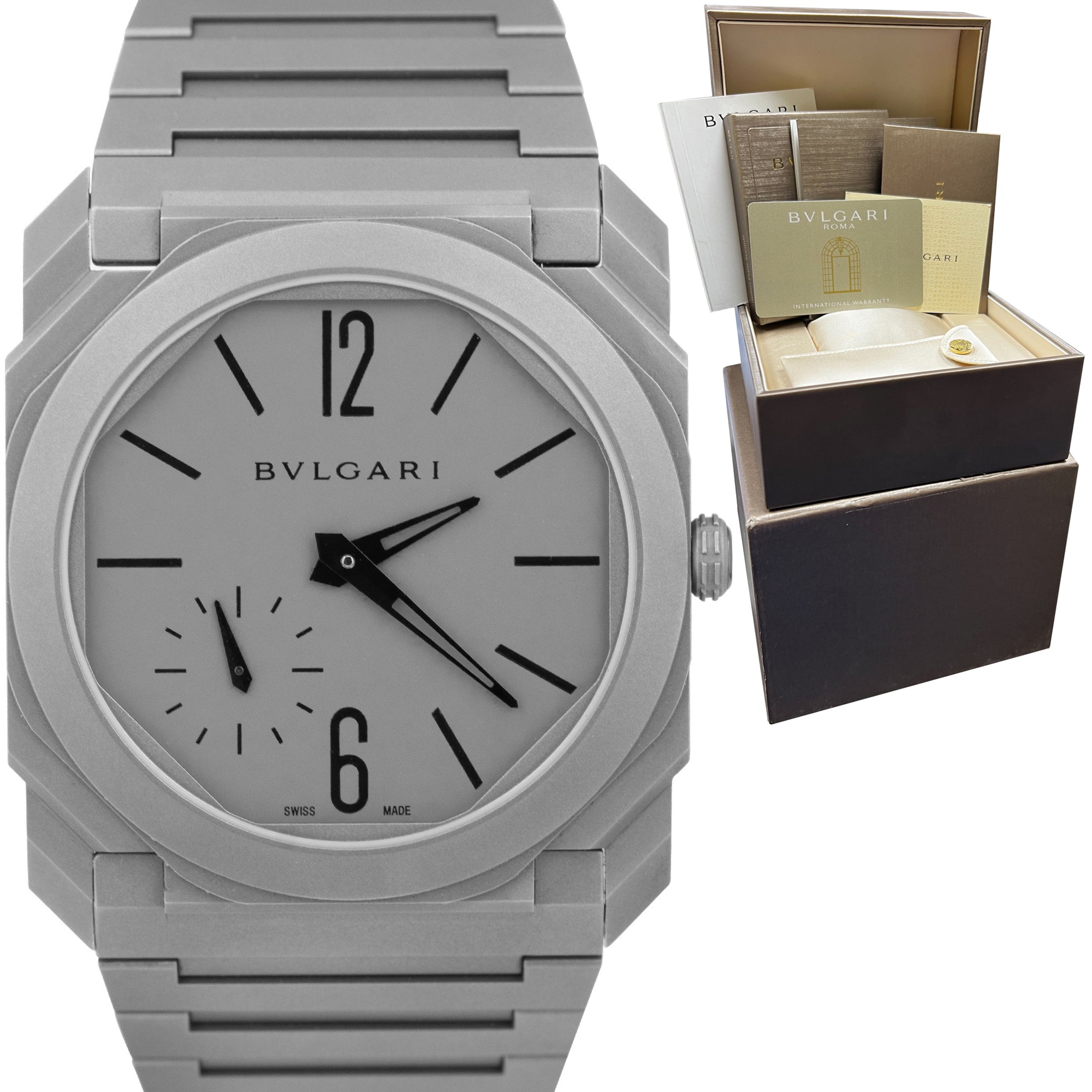 Bvlgari Bvlgari Automatic Silvered Opalin Dial Men's Watch 102110  7612902046579 - Watches, Bvlgari-Bvlgari - Jomashop