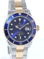 2002 Rolex Submariner 16613 Two Tone Steel Yellow Gold Blue Sunburst 40mm Watch
