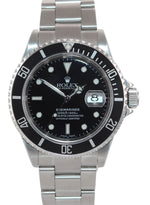 2004 Rolex Submariner 16610 Steel Black Dial 40mm No Holes Case Watch Box