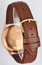 Vintage Suisse Chronograph 18k Yellow Gold Salmon Dial 36mm Brown Leather Watch