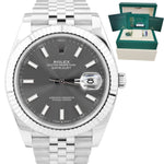 UNDATED NEW STICKERED Rolex DateJust Rhodium Slate Jubilee 126334 41mm Watch