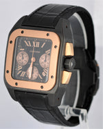 Cartier Santos 100 Large 18k Rose Gold Black 52x41mm Leather W2020004 3104 Watch