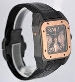 Cartier Santos 100 Large 18k Rose Gold Black 52x41mm Leather W2020004 3104 Watch