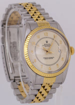 Rolex DateJust 36mm CREAM BOILER GAUGE 18K Yellow Gold Steel JUBILEE 16013