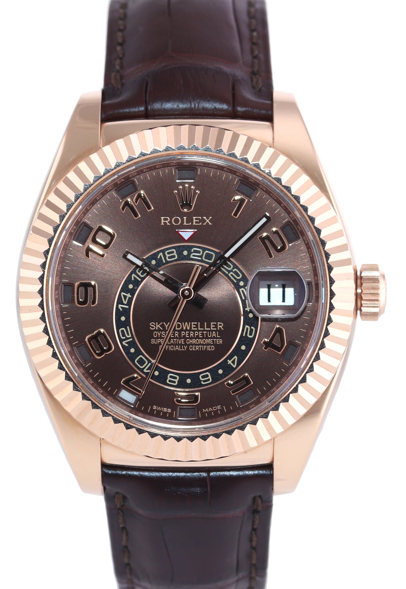 2017 HANGTAG Rolex Sky-Dweller Rose Gold 326135 42mm Chocolate Leather Watch Box