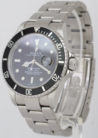 Rolex Submariner Date Black REHAUT Stainless Steel 40mm Oyster 16610 Watch